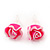 Children's Pretty Pink Acrylic 'Rose' Stud Earrings With Acrylic Backings - 9mm Diameter - view 3