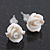 Children's Pretty White Acrylic 'Rose' Stud Earrings With Acrylic Backings - 9mm Diameter - view 2