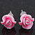 Children's Pretty Light Pink Acrylic 'Rose' Stud Earrings With Acrylic Backings - 9mm Diameter - view 2