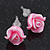 Children's Pretty Light Pink Acrylic 'Rose' Stud Earrings With Acrylic Backings - 9mm Diameter