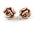 Children's Pretty Light Brown Acrylic 'Rose' Stud Earrings With Acrylic Backings - 9mm Diameter - view 5