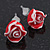 Children's Pretty Red Acrylic 'Rose' Stud Earrings With Acrylic Backings - 9mm Diameter