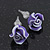 Children's Pretty Violet Acrylic 'Rose' Stud Earrings With Acrylic Backings - 9mm Diameter - view 2