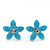 Set of 3 Children's Enamel Daisy Stud Earrings in Light Blue/ Magenta/ Yellow - 13mm Diameter - view 6
