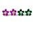 Set of 3 Children's Enamel Daisy Stud Earrings in Light Pink/ Purple/ Green - 12mm D - view 2