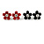 Set of 3 Children's Enamel Daisy Stud Earrings in Black/ Red/ White - 12mm D - view 2