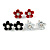 Set of 3 Children's Enamel Daisy Stud Earrings in Black/ Red/ White - 12mm D - view 1