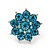 Light Blue Diamante Floral Stud Earrings In Silver Plating - 18mm Diameter - view 3