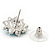 Light Blue Diamante Floral Stud Earrings In Silver Plating - 18mm Diameter - view 4