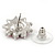 Pink Diamante Floral Stud Earrings In Silver Plating - 18mm Diameter - view 4