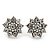 Clear Diamante Floral Stud Earrings In Silver Plating - 18mm Diameter