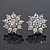 Clear Diamante Floral Stud Earrings In Silver Plating - 18mm Diameter - view 2