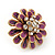 Purple Enamel Diamante Layered Stud Earrings In Gold Plating - 22mm Diameter - view 4