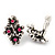 Burn Silver Pink Crystal 'Floral' Clip-On Earrings - 2.5cm Length - view 2