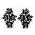 Burn Silver Violet Crystal 'Floral' Clip-On Earrings - 2.5cm Length