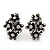 Burn Silver Clear Crystal 'Floral' Clip-On Earrings - 2.5cm Length