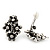Burn Silver Clear Crystal 'Floral' Clip-On Earrings - 2.5cm Length - view 2