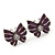 Small Purple Enamel Diamante Butterfly Stud Earrings In Silver Finish - 18mm Length - view 2