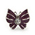 Small Purple Enamel Diamante Butterfly Stud Earrings In Silver Finish - 18mm Length - view 3