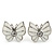 Small White Enamel Diamante Butterfly Stud Earrings In Silver Finish - 18mm Length - view 2
