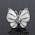 Small White Enamel Diamante Butterfly Stud Earrings In Silver Finish - 18mm Length - view 4