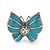 Small Light Blue Enamel Diamante Butterfly Stud Earrings In Silver Finish - 18mm Length - view 3
