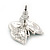Small Light Blue Enamel Diamante Butterfly Stud Earrings In Silver Finish - 18mm Length - view 4