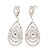 Silver Plated Clear Swarovski Crystal Teardrop Earrings - 7cm Length - view 2