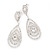 Silver Plated Clear Swarovski Crystal Teardrop Earrings - 7cm Length - view 7