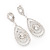 Silver Plated Clear Swarovski Crystal Teardrop Earrings - 7cm Length - view 8