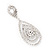 Silver Plated Clear Swarovski Crystal Teardrop Earrings - 7cm Length - view 9