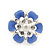 Light Purple Enamel Diamante Flower Stud Earrings In Silver Finish - 22mm Diameter - view 3