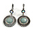 Burn Silver Round Diamante Turquoise Coloured Acrylic Drop Earrings - 5cm Length - view 4