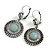 Burn Silver Round Diamante Turquoise Coloured Acrylic Drop Earrings - 5cm Length - view 3