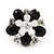 Black/White Diamante Flower Stud Earrings In Silver Plating - 2cm Diameter - view 3