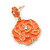 Coral Enamel 'Rose' Drop Earrings In Gold Plating - 4cm Length - view 3