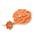 Coral Enamel 'Rose' Drop Earrings In Gold Plating - 4cm Length - view 4