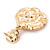 Coral Enamel 'Rose' Drop Earrings In Gold Plating - 4cm Length - view 5