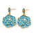 Light Blue Enamel 'Rose' Drop Earrings In Gold Plating - 4cm Length - view 2