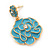 Light Blue Enamel 'Rose' Drop Earrings In Gold Plating - 4cm Length - view 3