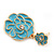 Light Blue Enamel 'Rose' Drop Earrings In Gold Plating - 4cm Length - view 4