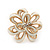 White Enamel Dimensional Floral Stud Earrings In Gold Plated Metal - 2.5cm in diameter - view 4