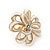 White Enamel Dimensional Floral Stud Earrings In Gold Plated Metal - 2.5cm in diameter - view 5