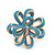 Light Blue Enamel Dimensional Floral Stud Earrings In Gold Plated Metal - 2.5cm in diameter - view 4