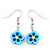 Children's Small Blue Acrylic 'Flower' Drop Earring In Silver Plating - 3cm Length - view 2