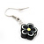 Children's Small Black Acrylic 'Flower' Drop Earring In Silver Plating - 3cm Length - view 3