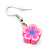Children's Small Pink Acrylic 'Flower' Drop Earring In Silver Plating - 3cm Length - view 3