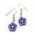 Children's Small Purple Acrylic 'Flower' Drop Earring In Silver Plating - 3cm Length - view 2