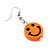 Children's Small Bright Orange 'Happy Face' Acrylic Drop Earrings In Silver Plating - 3cm Length - view 3