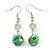 Green Acrylic Drop Earrings In Silver Plating - 4.5cm Length - view 3